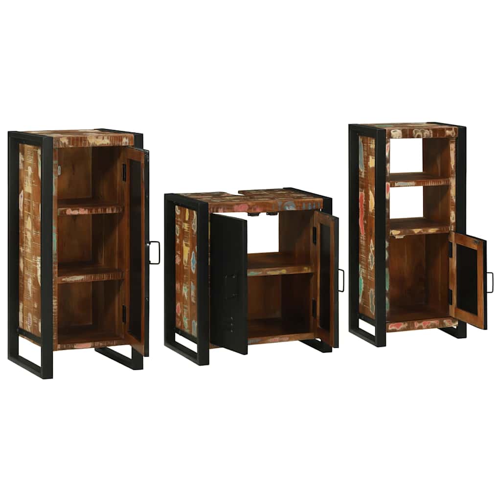 vidaXL Bathroom Furniture Set with Drawer 3 pcs Solid Reclaim Wood