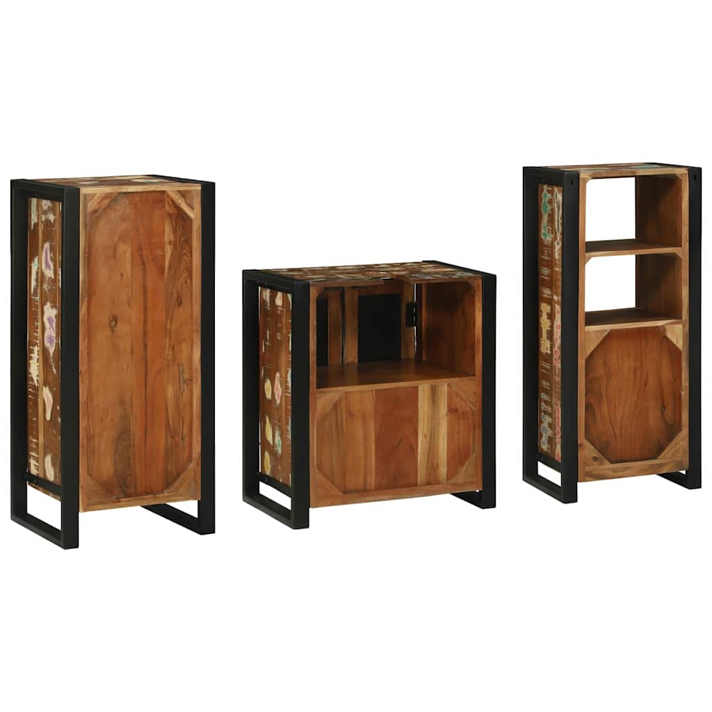vidaXL Bathroom Furniture Set with Drawer 3 pcs Solid Reclaim Wood