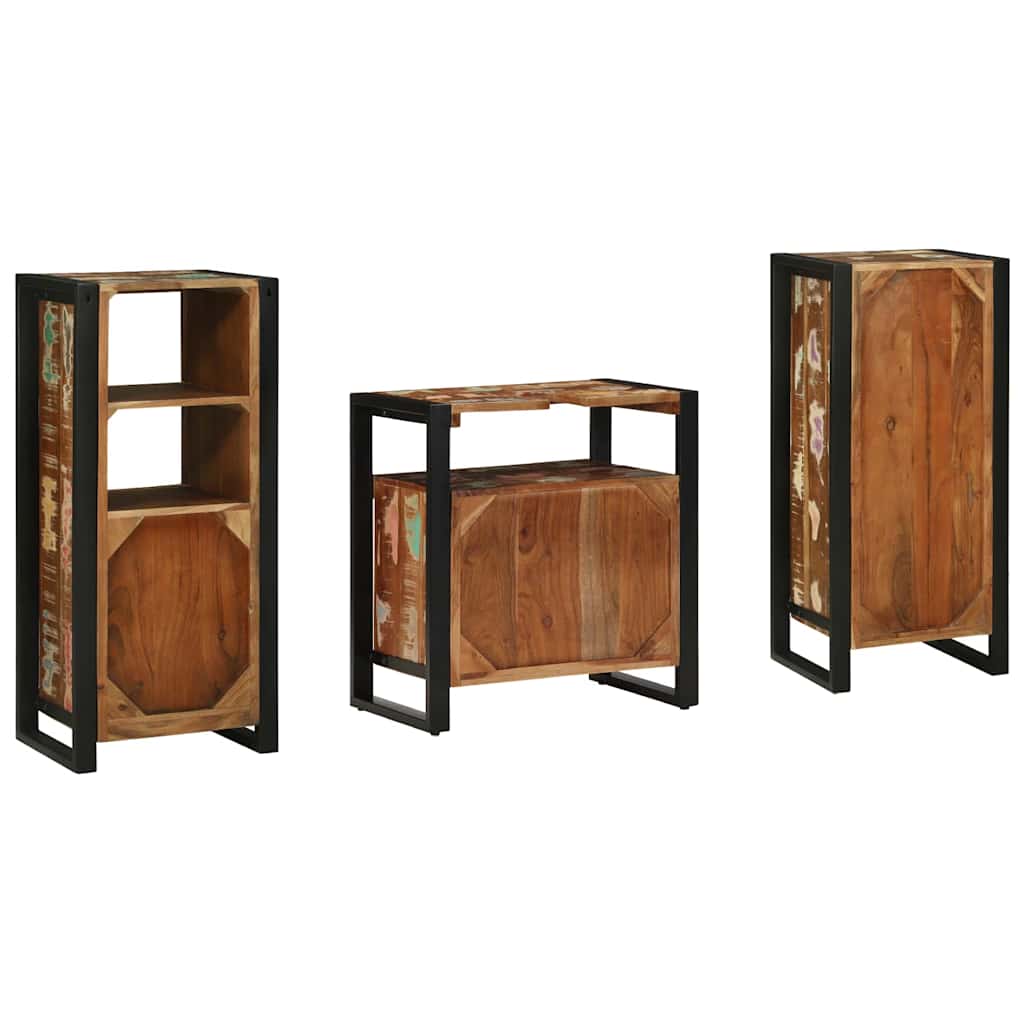 vidaXL Bathroom Furniture Set with Drawer 3 pcs Solid Reclaim Wood