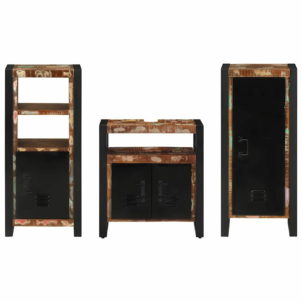 vidaXL Bathroom Furniture Set with Drawer 3 pcs Solid Reclaim Wood