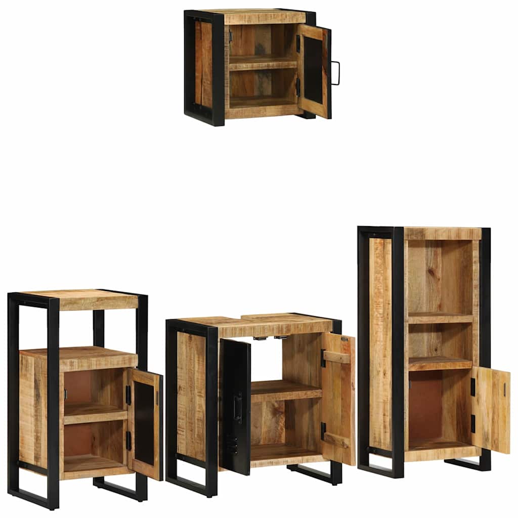 vidaXL Bathroom Furniture Set 4 pcs Brown and Black Solid Mango Wood