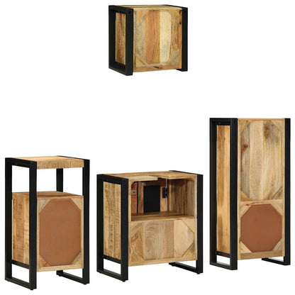 vidaXL Bathroom Furniture Set 4 pcs Brown and Black Solid Mango Wood