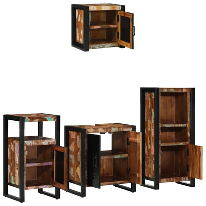 vidaXL Bathroom Furniture Set with Drawer 4 pcs Solid Reclaim Wood