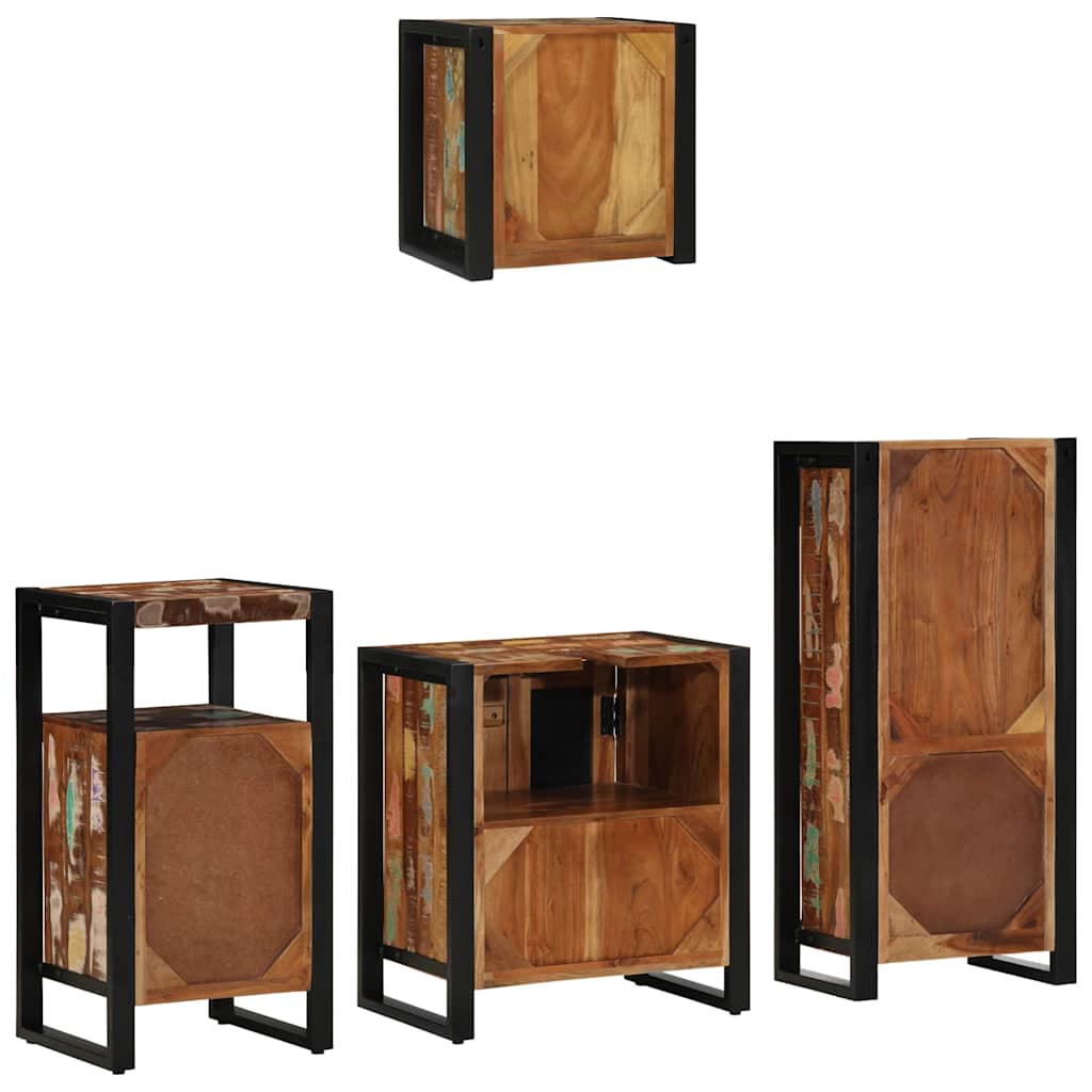 vidaXL Bathroom Furniture Set with Drawer 4 pcs Solid Reclaim Wood