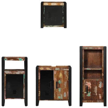 vidaXL Bathroom Furniture Set with Drawer 4 pcs Solid Reclaim Wood