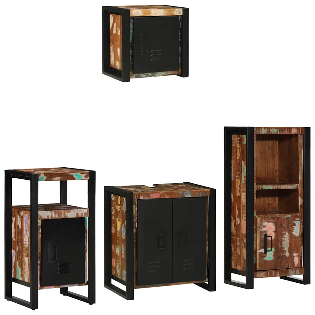 vidaXL Bathroom Furniture Set with Drawer 4 pcs Solid Reclaim Wood