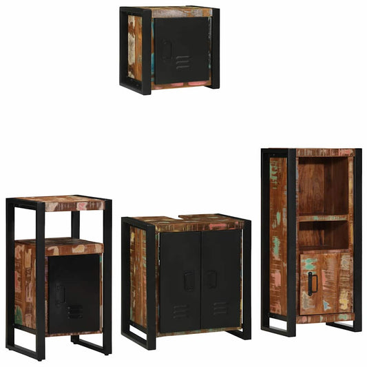 vidaXL Bathroom Furniture Set with Drawer 4 pcs Solid Reclaim Wood
