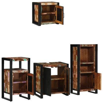 vidaXL Bathroom Furniture Set with Drawer 4 pcs Solid Reclaim Wood