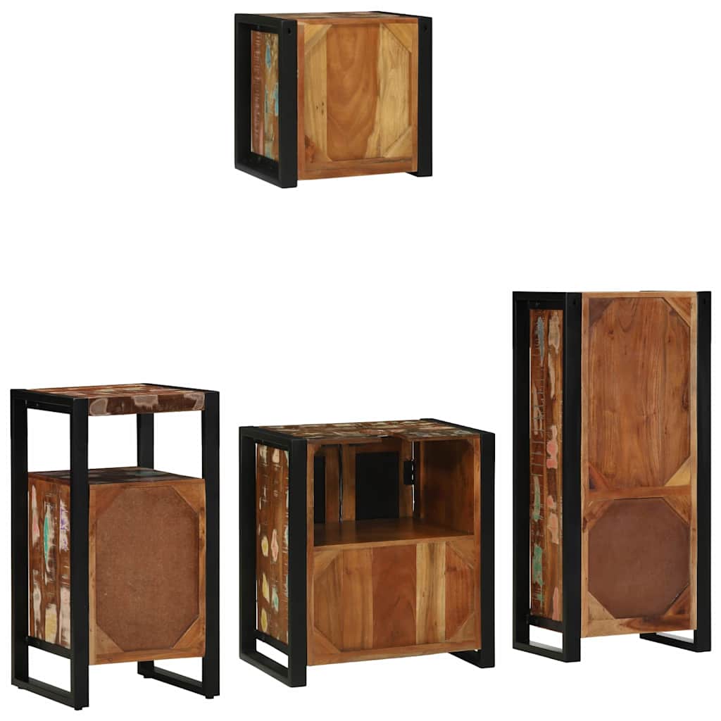 vidaXL Bathroom Furniture Set with Drawer 4 pcs Solid Reclaim Wood