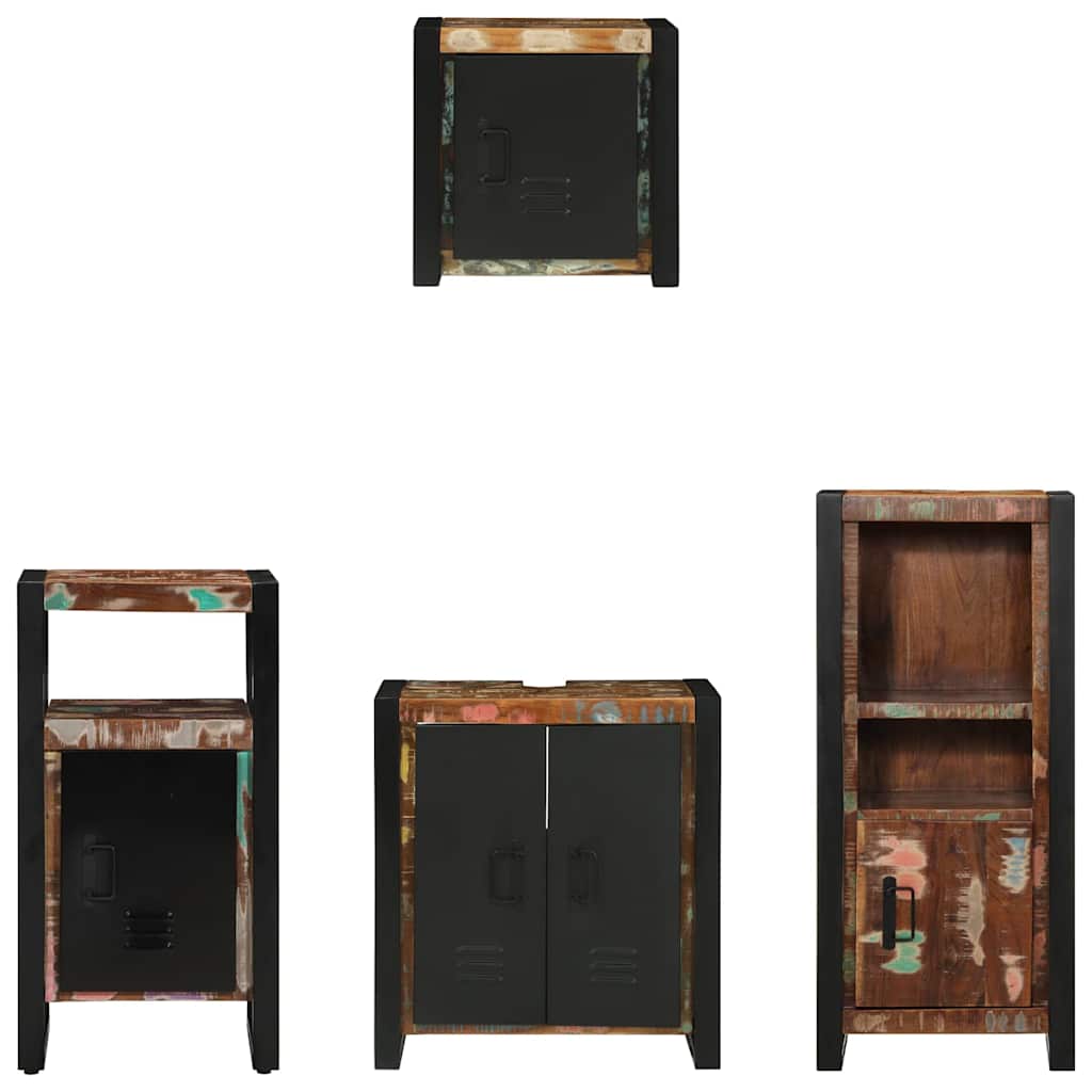 vidaXL Bathroom Furniture Set with Drawer 4 pcs Solid Reclaim Wood