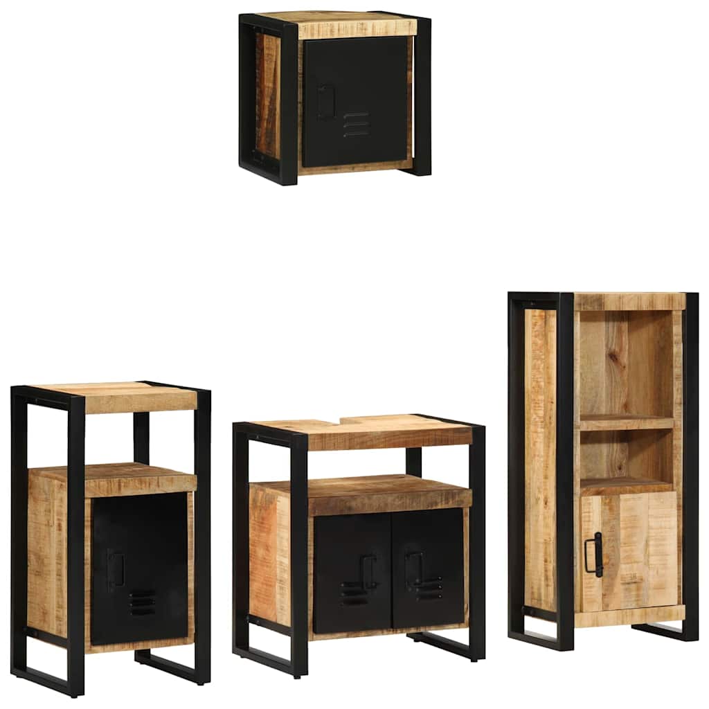vidaXL Bathroom Furniture Set 4 pcs Brown and Black Solid Mango Wood