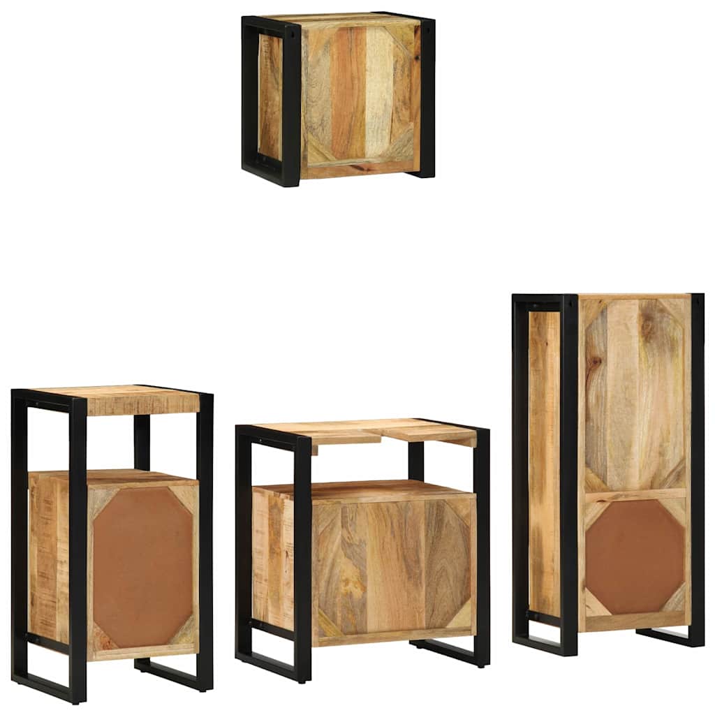 vidaXL Bathroom Furniture Set 4 pcs Brown and Black Solid Mango Wood