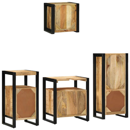 vidaXL Bathroom Furniture Set 4 pcs Brown and Black Solid Mango Wood
