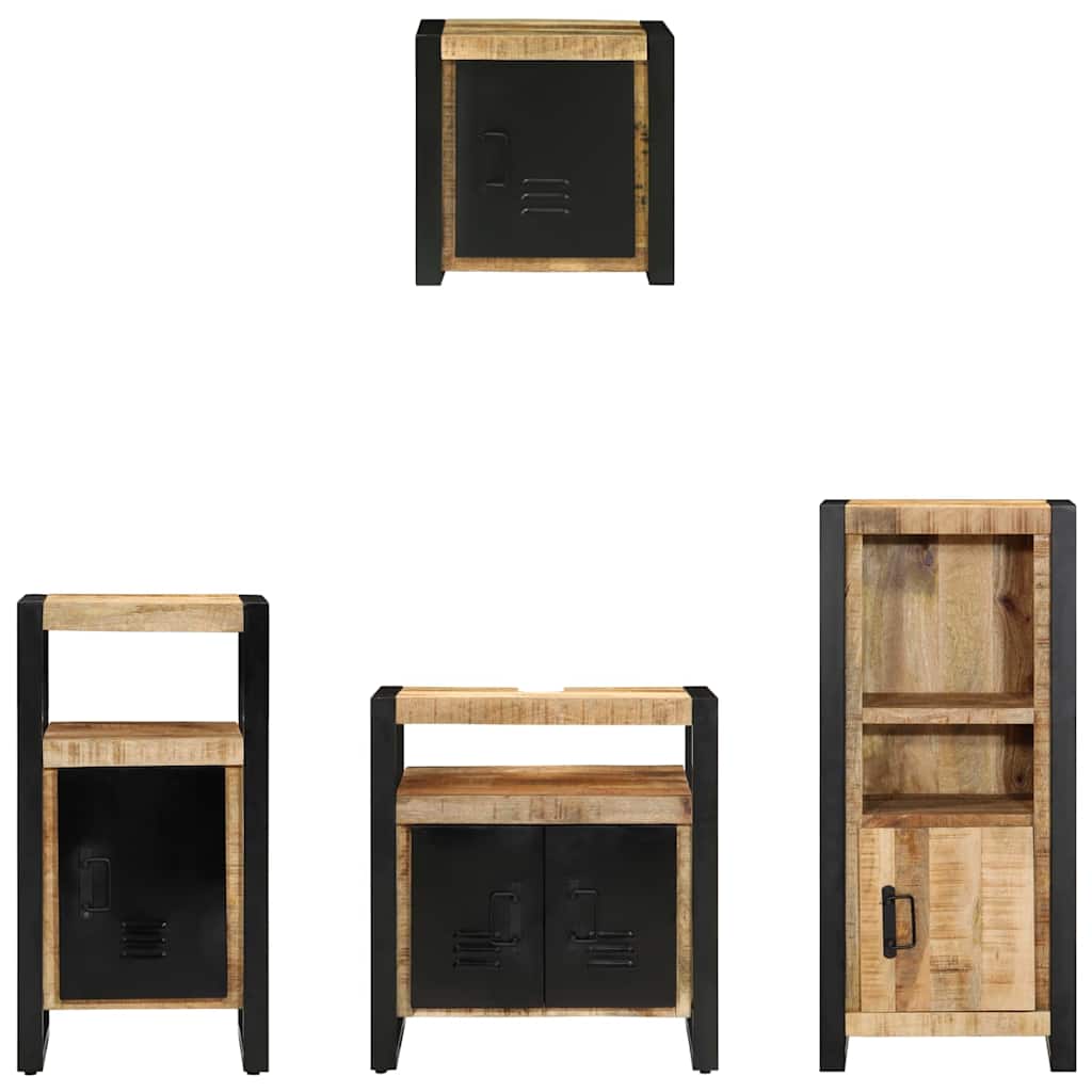 vidaXL Bathroom Furniture Set 4 pcs Brown and Black Solid Mango Wood