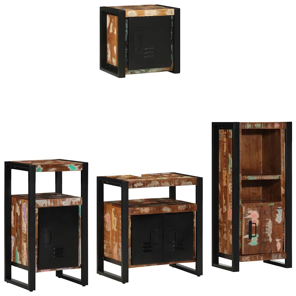 vidaXL Bathroom Furniture Set with Drawer 4 pcs Solid Reclaim Wood