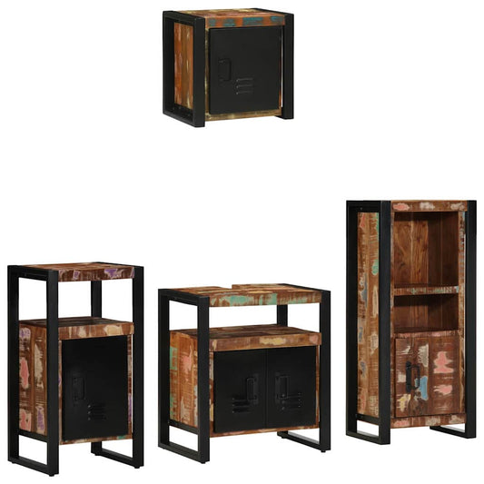 vidaXL Bathroom Furniture Set with Drawer 4 pcs Solid Reclaim Wood