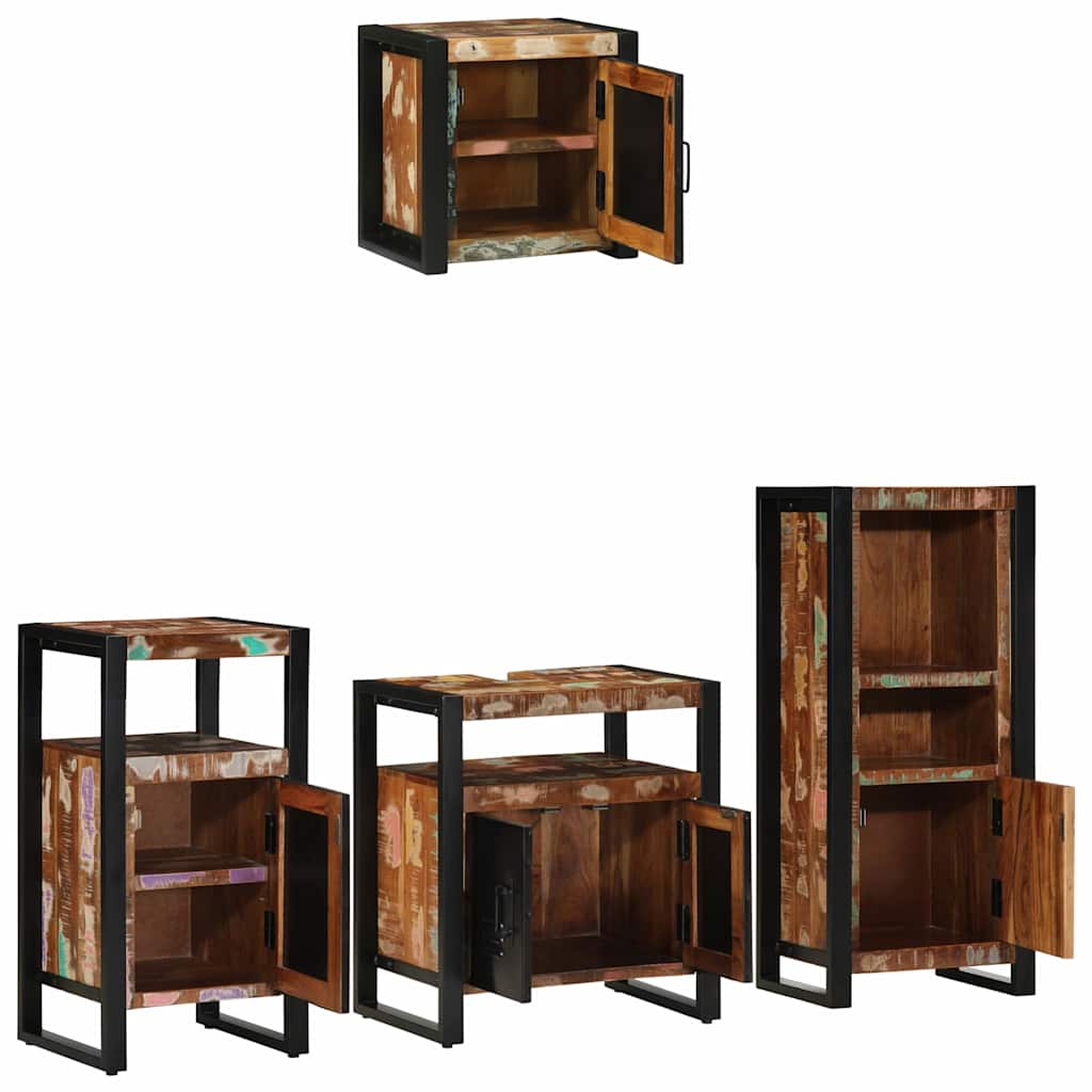 vidaXL Bathroom Furniture Set with Drawer 4 pcs Solid Reclaim Wood