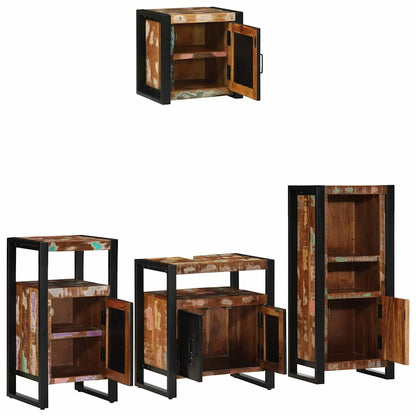 vidaXL Bathroom Furniture Set with Drawer 4 pcs Solid Reclaim Wood
