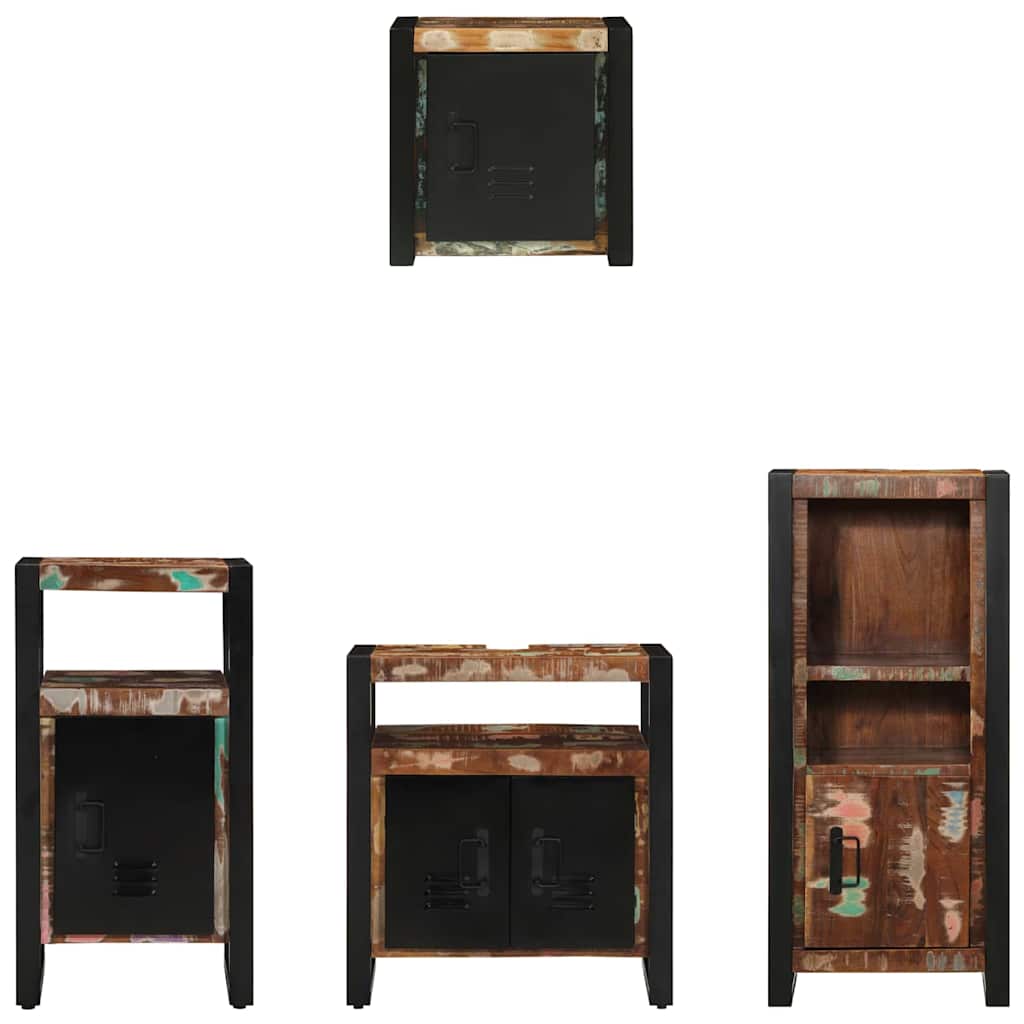 vidaXL Bathroom Furniture Set with Drawer 4 pcs Solid Reclaim Wood