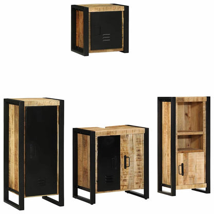 vidaXL Bathroom Furniture Set 4 pcs Brown and Black Solid Mango Wood
