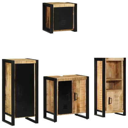 vidaXL Bathroom Furniture Set 4 pcs Brown and Black Solid Mango Wood