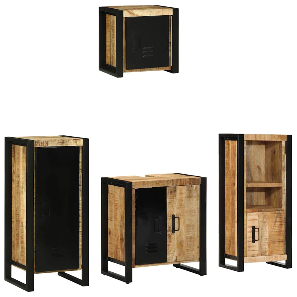 vidaXL Bathroom Furniture Set 4 pcs Brown and Black Solid Mango Wood