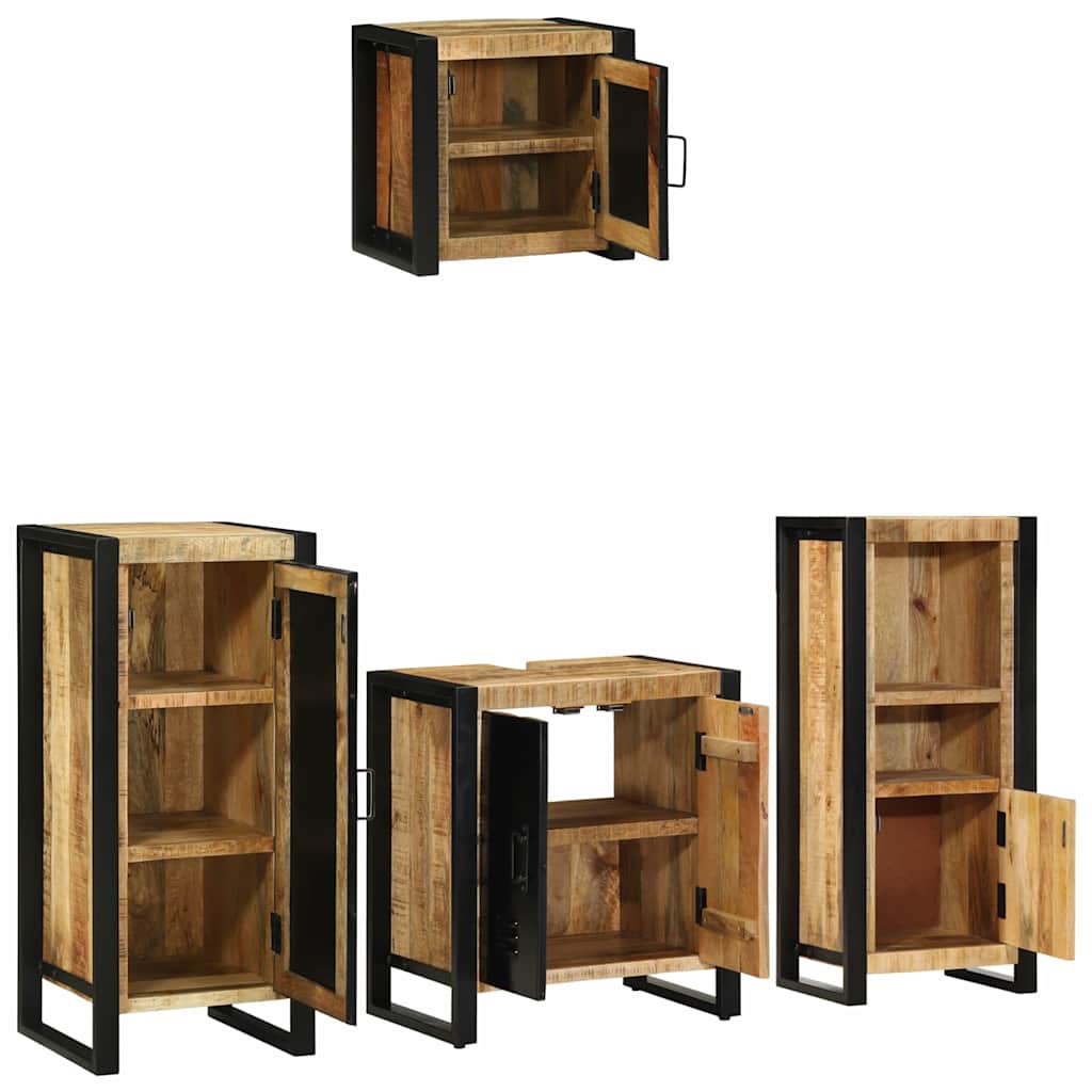vidaXL Bathroom Furniture Set 4 pcs Brown and Black Solid Mango Wood