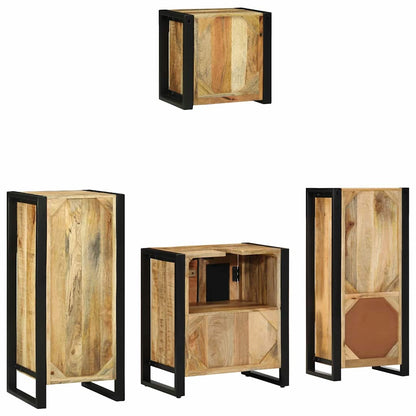 vidaXL Bathroom Furniture Set 4 pcs Brown and Black Solid Mango Wood