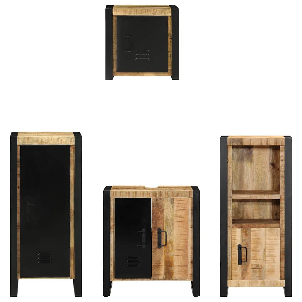 vidaXL Bathroom Furniture Set 4 pcs Brown and Black Solid Mango Wood