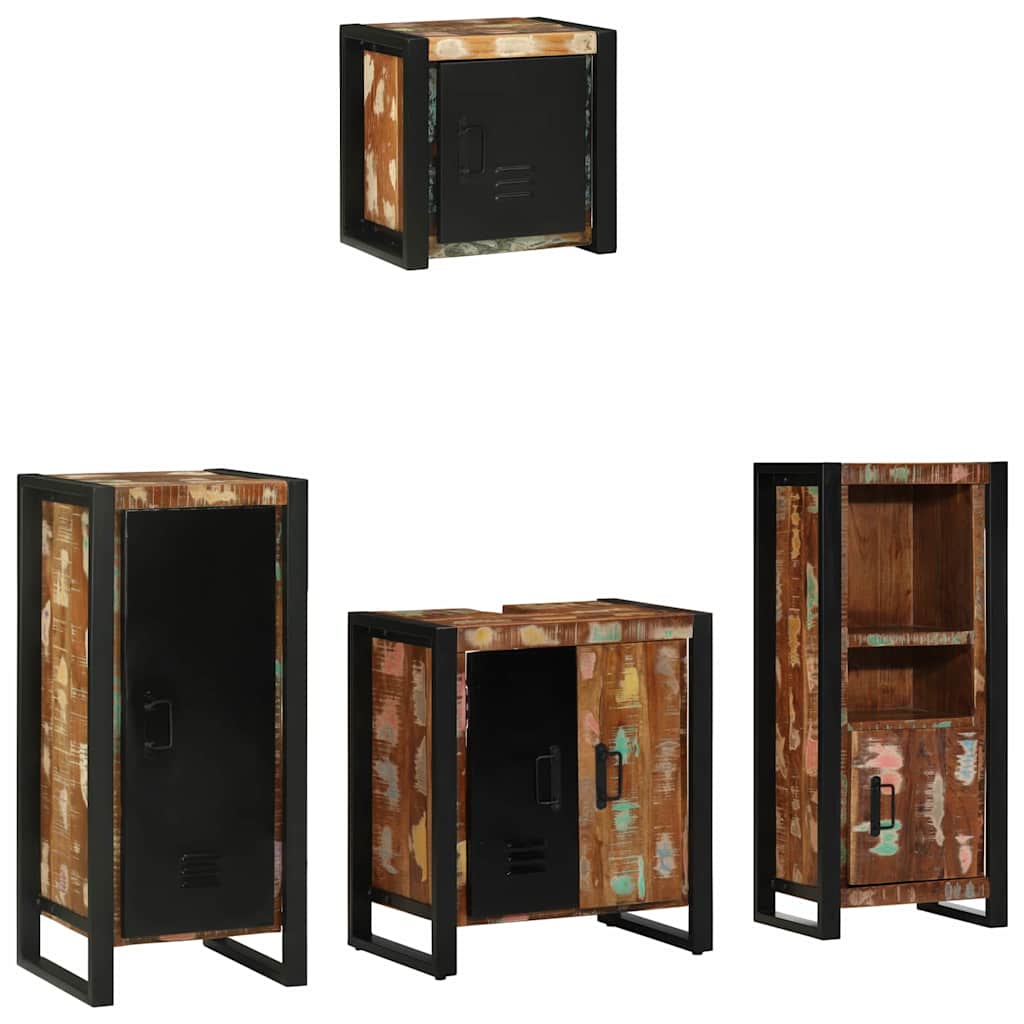 vidaXL Bathroom Furniture Set with Drawer 4 pcs Solid Reclaim Wood