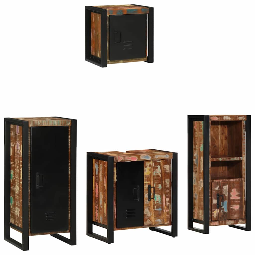 vidaXL Bathroom Furniture Set with Drawer 4 pcs Solid Reclaim Wood