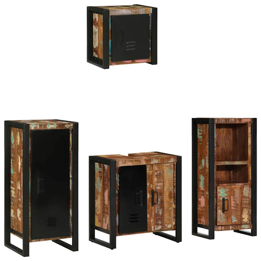 vidaXL Bathroom Furniture Set with Drawer 4 pcs Solid Reclaim Wood