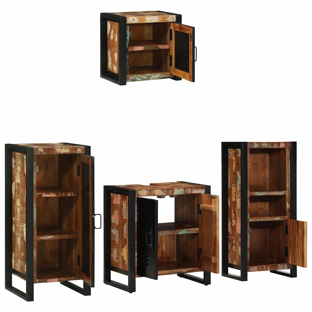 vidaXL Bathroom Furniture Set with Drawer 4 pcs Solid Reclaim Wood