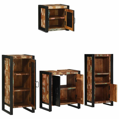 vidaXL Bathroom Furniture Set with Drawer 4 pcs Solid Reclaim Wood