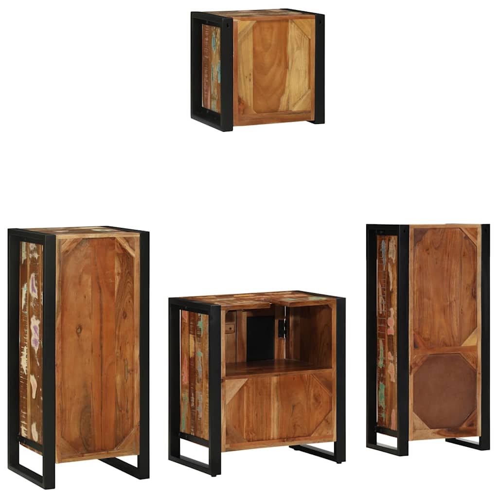vidaXL Bathroom Furniture Set with Drawer 4 pcs Solid Reclaim Wood
