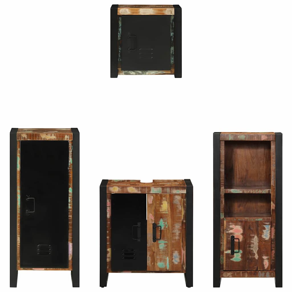 vidaXL Bathroom Furniture Set with Drawer 4 pcs Solid Reclaim Wood