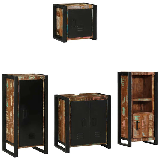 vidaXL Bathroom Furniture Set with Drawer 4 pcs Solid Reclaim Wood