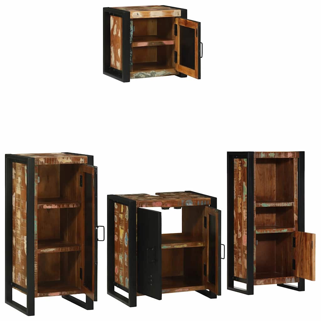 vidaXL Bathroom Furniture Set with Drawer 4 pcs Solid Reclaim Wood