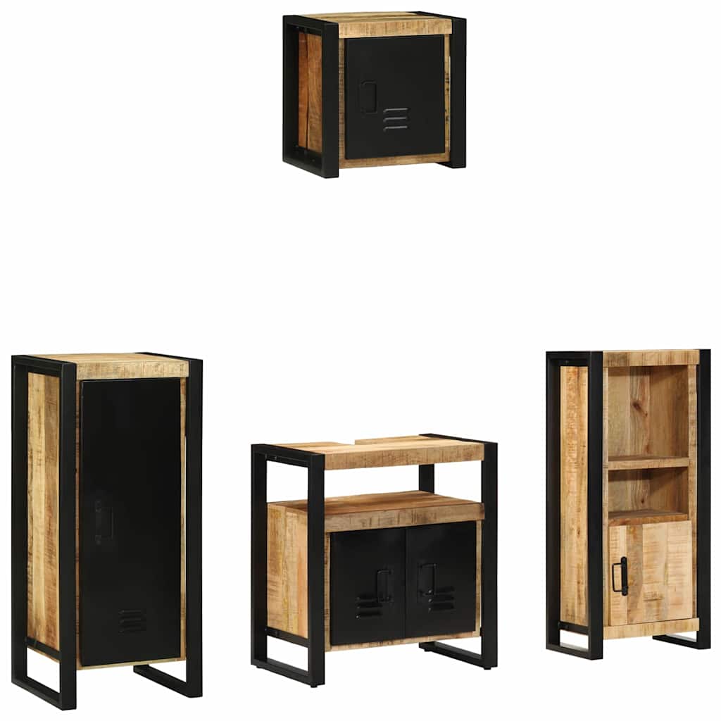 vidaXL Bathroom Furniture Set 4 pcs Brown and Black Solid Mango Wood