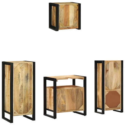 vidaXL Bathroom Furniture Set 4 pcs Brown and Black Solid Mango Wood