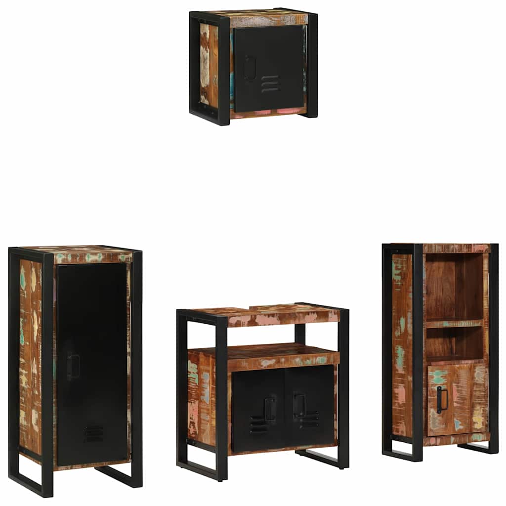 vidaXL Bathroom Furniture Set with Drawer 4 pcs Solid Reclaim Wood