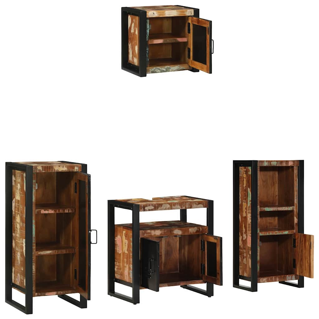 vidaXL Bathroom Furniture Set with Drawer 4 pcs Solid Reclaim Wood