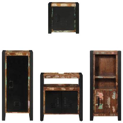 vidaXL Bathroom Furniture Set with Drawer 4 pcs Solid Reclaim Wood