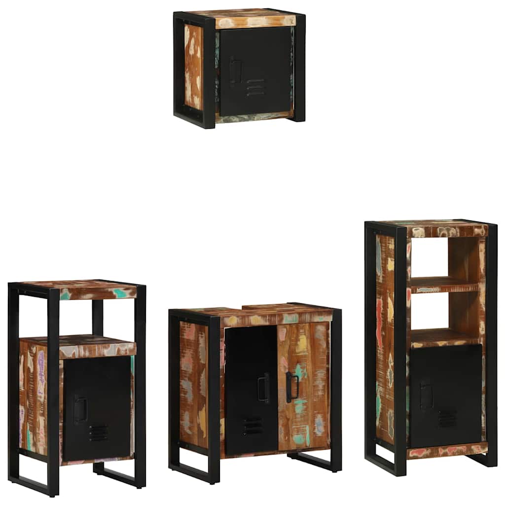 vidaXL Bathroom Furniture Set with Drawer 4 pcs Solid Reclaim Wood