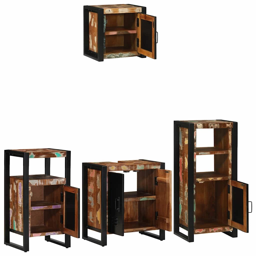 vidaXL Bathroom Furniture Set with Drawer 4 pcs Solid Reclaim Wood