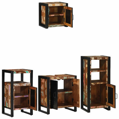 vidaXL Bathroom Furniture Set with Drawer 4 pcs Solid Reclaim Wood