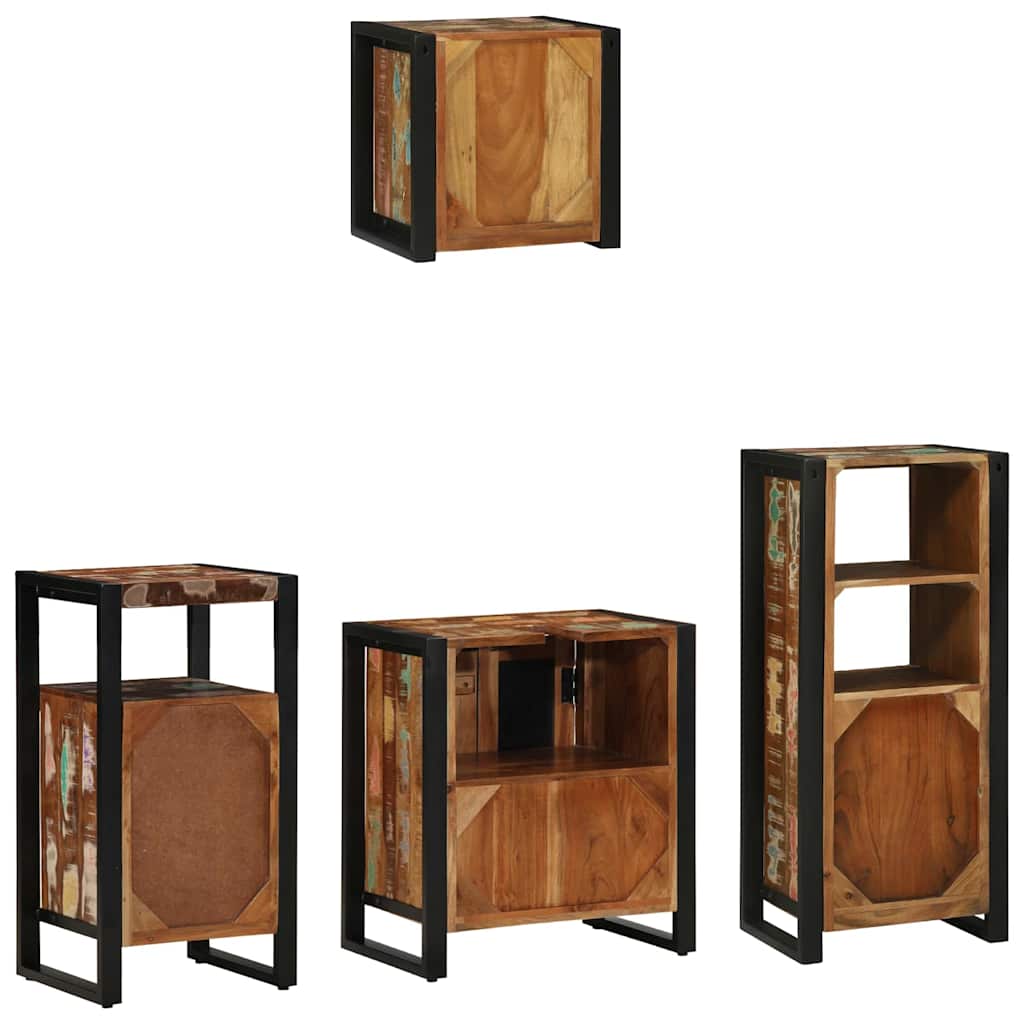 vidaXL Bathroom Furniture Set with Drawer 4 pcs Solid Reclaim Wood