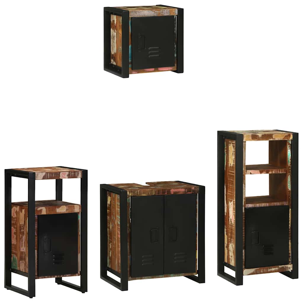 vidaXL Bathroom Furniture Set with Drawer 4 pcs Solid Reclaim Wood