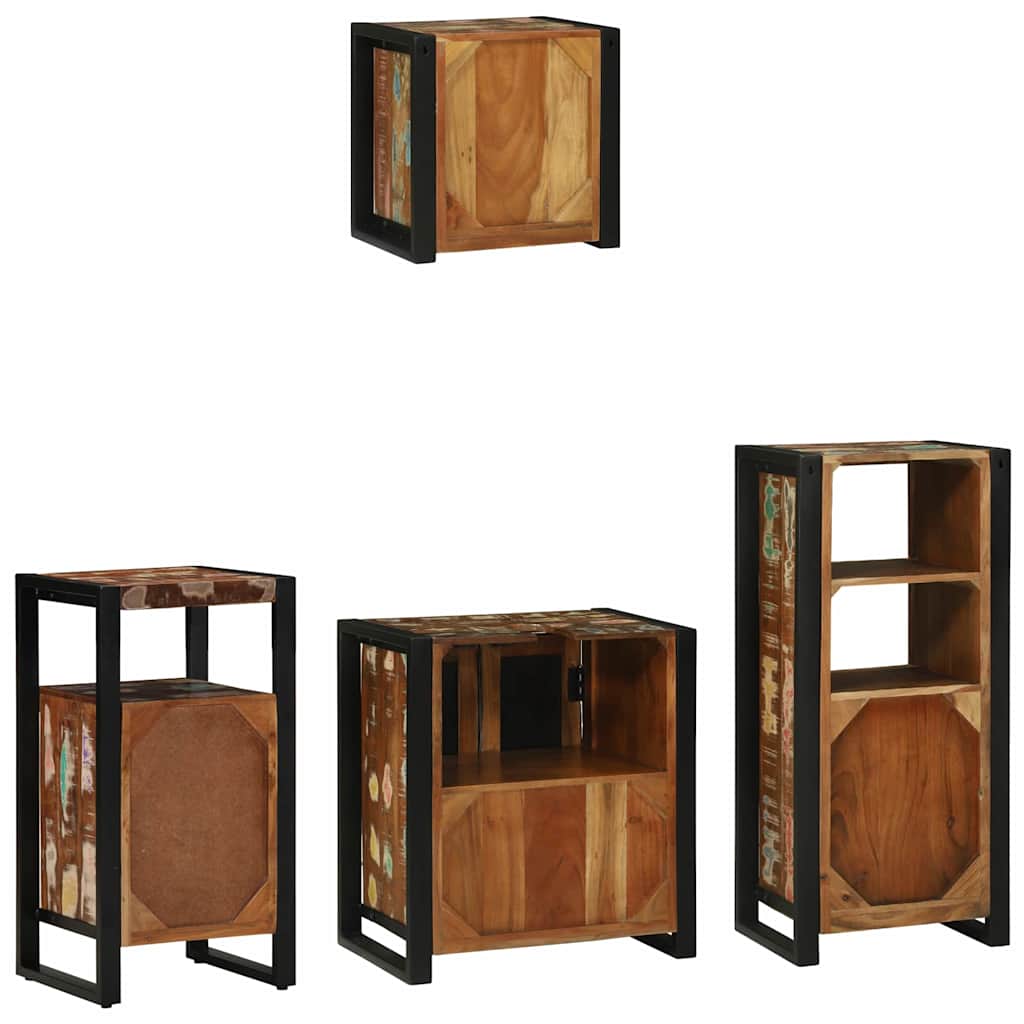 vidaXL Bathroom Furniture Set with Drawer 4 pcs Solid Reclaim Wood