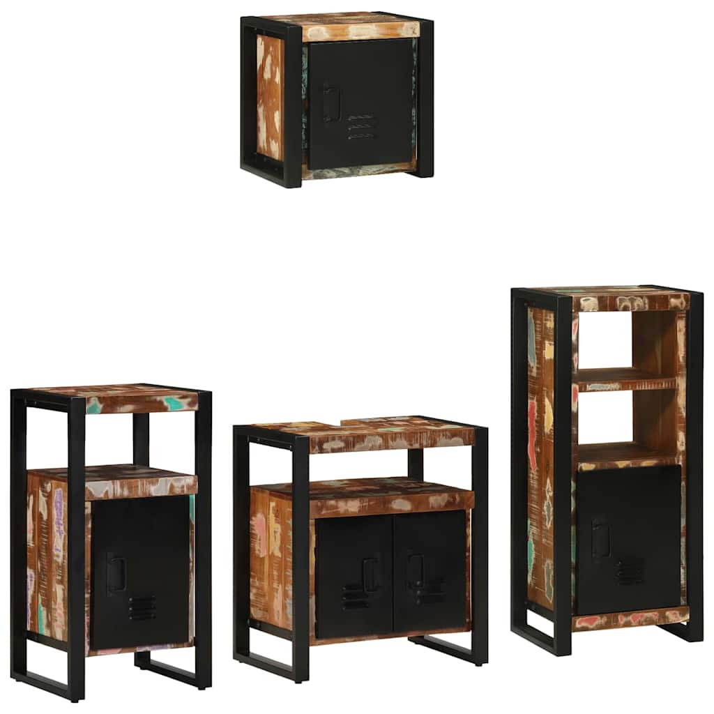 vidaXL Bathroom Furniture Set with Drawer 4 pcs Solid Reclaim Wood